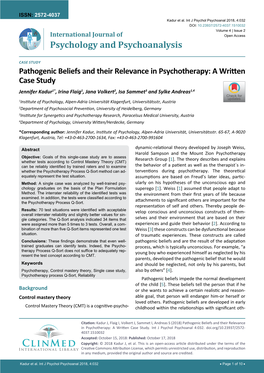 Pathogenic Beliefs and Their Relevance in Psychotherapy