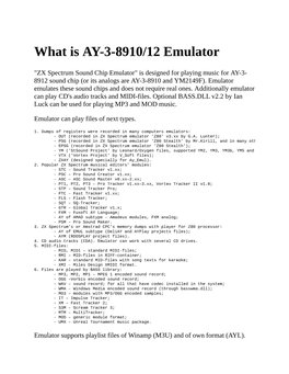 ZX Spectrum Sound Chip Emulator