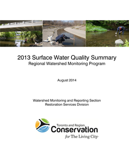 2013 Surface Water Quality Summary Regional Watershed Monitoring Program