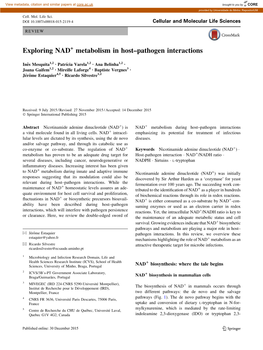 Exploring NAD+ Metabolism in Host–Pathogen Interactions