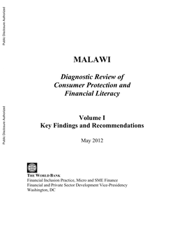 Diagnostic Review of Consumer Protection and Financial Literacy