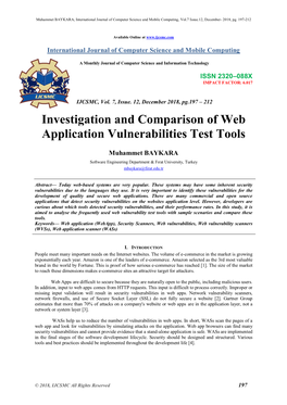 Investigation and Comparison of Web Application Vulnerabilities Test Tools