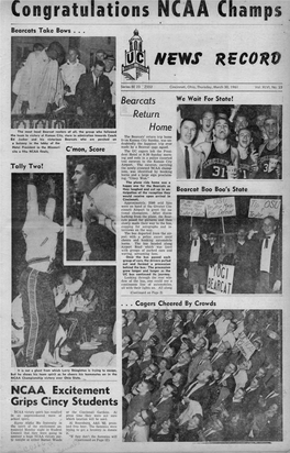 University of Cincinnati News Record. Thursday, March 30, 1961. Vol