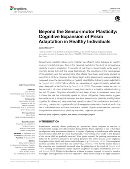 Beyond the Sensorimotor Plasticity: Cognitive Expansion of Prism Adaptation in Healthy Individuals