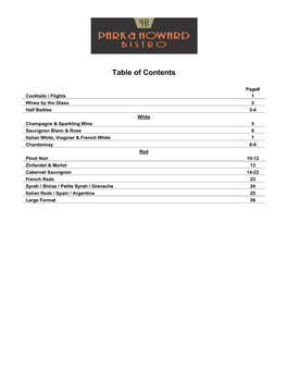 Table of Contents