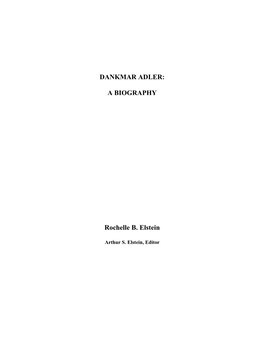 Dankmar Adler: a Biography Rochelle B. Elstein Chapter 2