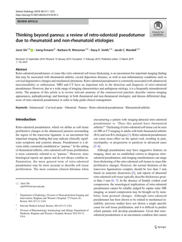 Thinking Beyond Pannus: a Review of Retro-Odontoid Pseudotumor Due to Rheumatoid and Non-Rheumatoid Etiologies