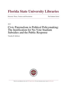 Civic Paternalism in Political Policymaking: the Justification for No-Vote Stadium Subsidies and the Public Response Timothy B