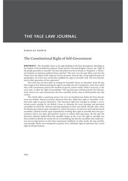 The Constitutional Right of Self-Government Abstract