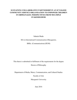 Sustaining Collaborative Partnership in an Ict-Based Community Service Organisation to Empower Children in Orphanages: Perspectives from Multiple Stakeholders