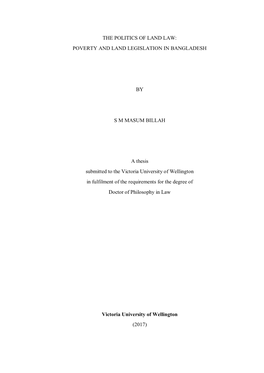 The Politics of Land Law: Poverty and Land Legislation in Bangladesh