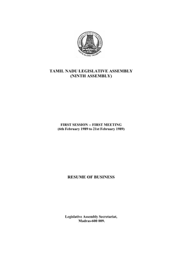 Tamil Nadu Legislative Assembly (Ninth Assembly)