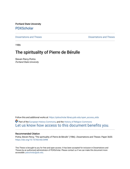 The Spirituality of Pierre De Bérulle