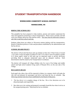 Student Transportation Handbook