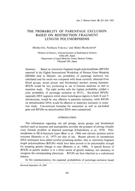 The Probability of Parentage Exclusion Based on Restriction Fragment Length Polymorphisms