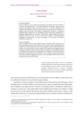 Pierre Rabhi L’Agro-Ecologia, Il Femminino E La Śakti ∗ Carola Benedetto