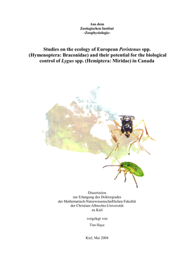Studies on the Ecology of European Peristenus Spp. (Hymenoptera: Braconidae) and Their Potential for the Biological Control of Lygus Spp