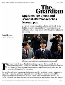 Spycams, Sex Abuse and Scandal: #Metoo Reaches Korean Pop | Music | the Guardian 7/18/19, 12�26 PM