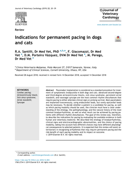 Indications for Permanent Pacing in Dogs and Cats