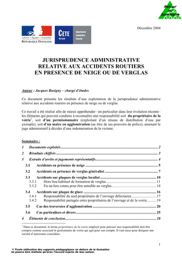 Jurisprudence Administrative Relative Aux Accidents Routiers En Presence De Neige Ou De Verglas