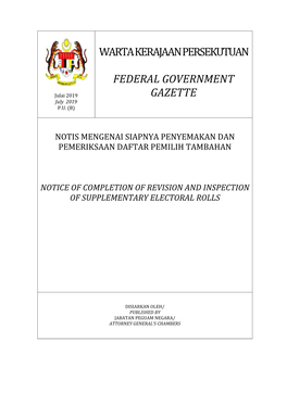 Warta Kerajaan Persekutuan Federal Government Gazette