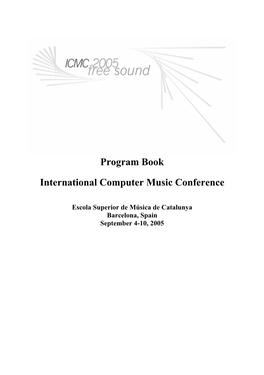 Program Book International Computer Music Conference