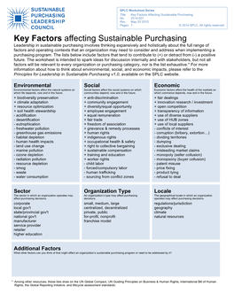 Key Factors Affecting Sustainable Purchasing No