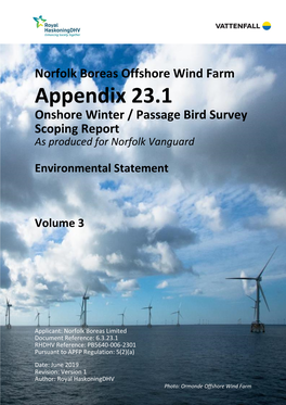 Appendix 23.1 Onshore Winter / Passage Bird Survey Scoping Report As Produced for Norfolk Vanguard