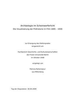 Archäologie Im Scheinwerferlicht Die Visualisierung Der Prähistorie Im Film 1895 – 1930