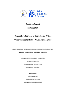 Airport Development in Sub-Saharan Africa: Opportunities for Public Private Partnerships