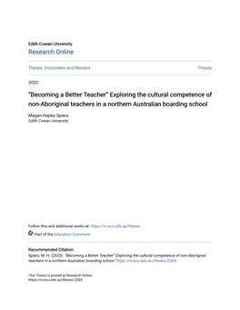 Exploring the Cultural Competence of Non-Aboriginal Teachers in a Northern Australian Boarding School