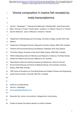 Virome Composition in Marine Fish Revealed by Meta-Transcriptomics