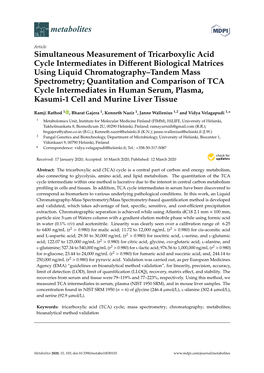 Simultaneous Measurement of Tricarboxylic Acid Cycle