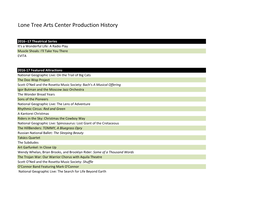 Lone Tree Arts Center Production History