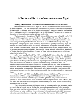 A Technical Review of Haematococcus Algae