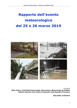 Rapporto Dell'evento Meteorologico Del 25 E 26 Marzo 2019