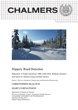 Slippery Road Detection Detection of Hydro-Electrical ABS (Anti-Lock Braking System) Activation in Vehicles Using External Sensors