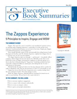 The Zappos Experience 5 Principles to Inspire, Engage and WOW