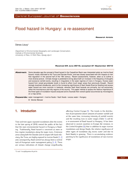 Flood Hazard in Hungary: a Re-Assessment