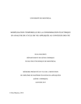 Modélisation Temporelle De La Consommation Électrique En Analyse Du Cycle De Vie Appliquée Au Contexte Des Tic