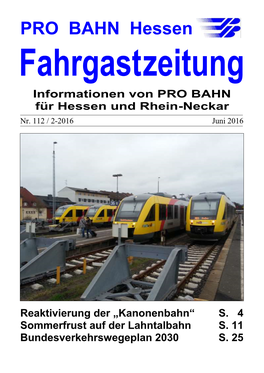 Fahrgastzeitung (FGZ) Hessen/Rhein-Neckar 112, Juni 2016
