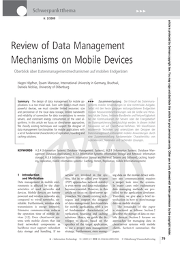 Review of Data Management Mechanisms on Mobile Devices
