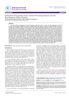 Utilization of By-Product from Tomato Processing Industry for The