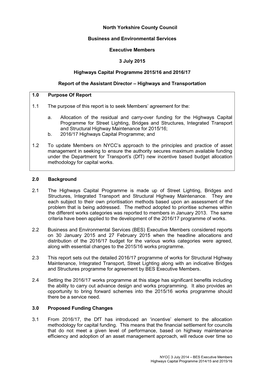 North Yorkshire County Council Business and Environmental