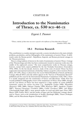 Introduction to the Numismatics of Thrace, Ca. 530 BCE-46 CE