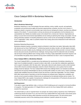 Cisco Catalyst 6500 in Borderless Networks