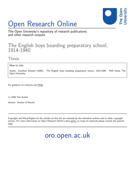 The English Boys Boarding Preparatory School, 1914-1940 Thesis