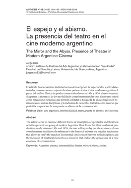 El Espejo Y El Abismo. La Presencia Del Teatro En El Cine Moderno Argentino 171