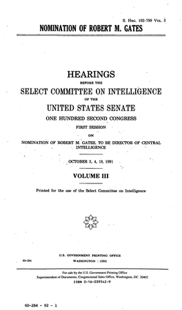 Nomination of Robert M. Gates Hearings