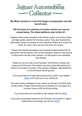 JAC Winter Auction Previews